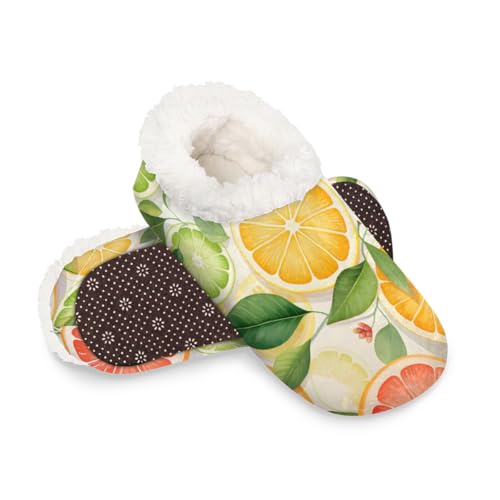 Dusviba Orange Grapefruit Zitronenscheiben Hausschuhe für Damen und Herren, warme flauschige Indoor-Hausschuhe mit rutschfester Sohle, gemütlicher Plüsch, Winter, Zuhause, Schlafzimmer, Hausschuhe für von Dusviba