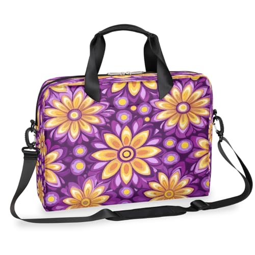 Dusviba Psychedelische geometrische Blumen Laptoptasche 16 Zoll Slim Business Aktentasche für Männer Frauen Schultertasche mit Griff & abnehmbarem Gurt Arbeit Büro Computer Messenger Bag von Dusviba