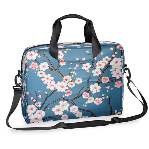 Dusviba Retro japanische Kirschblüten Laptoptasche 16 Zoll Slim Business Aktentasche für Männer Frauen Schultertasche mit Griff & abnehmbarem Gurt Arbeit Büro Computer Messenger Bag von Dusviba
