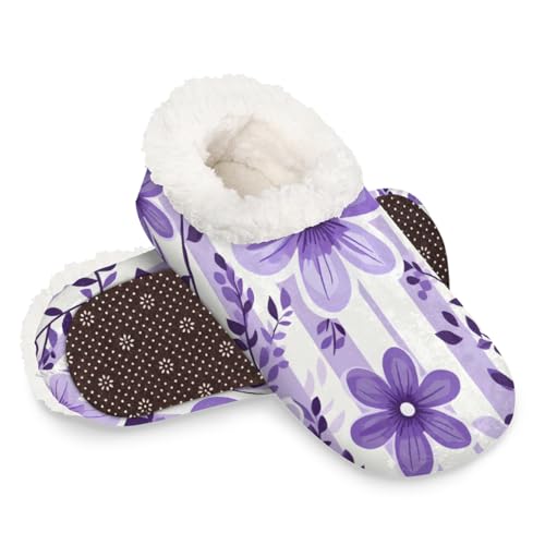 Dusviba Süße Hausschuhe mit Cartoon-Blumen, für Damen und Herren, warme flauschige Indoor-Hausschuhe mit rutschfester Sohle, gemütlicher Plüsch, Winter, Zuhause, Schlafzimmer, Hausschuhe für Büro von Dusviba