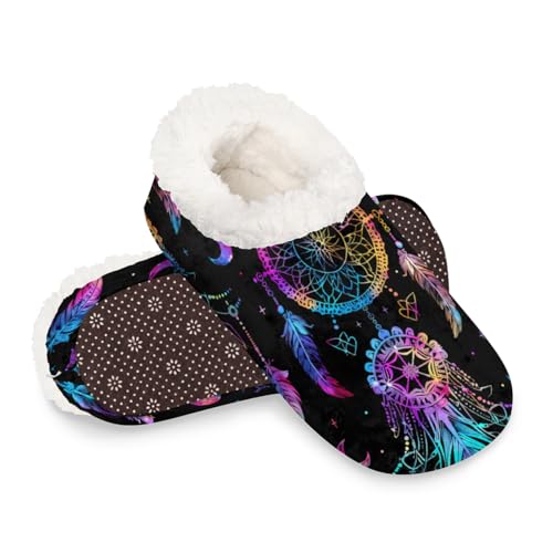 Dusviba Traumfänger-Hausschuhe für Damen und Herren, warm, flauschig, mit rutschfester Sohle, gemütlicher Plüsch, Winter, Zuhause, Schlafzimmer, Hausschuhe für Büro, Reisen, Hotel, Geschenke, Größe M von Dusviba