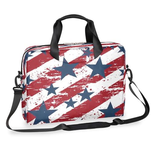 Dusviba USA Stars Stripes Pattern Laptoptasche 16 Zoll Slim Business Aktentasche für Männer Frauen Schultertasche mit Griff & abnehmbarem Gurt Arbeit Büro Computer Messenger Bag von Dusviba