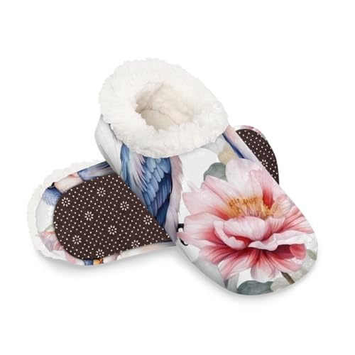 Dusviba Wasserfarben-Hausschuhe für Damen und Herren, warme flauschige Hausschuhe mit rutschfester Sohle, gemütlicher Plüsch, Winter, Zuhause, Schlafzimmer, Hausschuhe für Büro, Reisen, Hotel von Dusviba