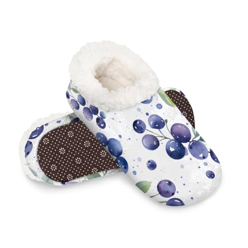 Dusviba Wasserfarben-Hausschuhe für Damen und Herren, warme flauschige Hausschuhe mit rutschfester Sohle, gemütlicher Plüsch, Winter, Zuhause, Schlafzimmer, Hausschuhe für Büro, Reisen, Hotel von Dusviba