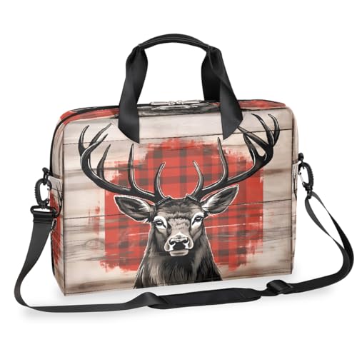 Dusviba Woodsy Art Laptoptasche mit Hirsch-Motiv, schmal, für Damen und Herren, Schultertasche mit Griff und abnehmbarem Riemen, für Arbeit, Büro, Computer, Kuriertasche von Dusviba