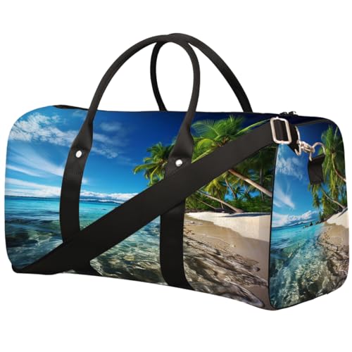 Hawaii Seaside Sommer Strand Sport Tote Turnbeutel für Damen und Herren Wasserabweisend Faltbare Reisetasche Leichte Handgepäcktasche Wochenender Übernachtungstasche für Workout Krankenhaus von Dusviba