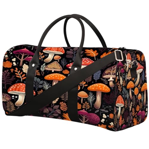 Sporttasche für Damen und Herren, Motiv: Herbstblätter, Waldpilz, wasserabweisend, faltbar, leicht, für Workout, Krankenhaus von Dusviba
