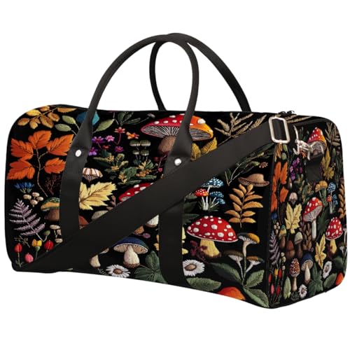 Sporttasche für Damen und Herren, Motiv: Kunstpilz, Motiv: Herbstblätter, wasserabweisend, faltbar, leicht, für Workout, Krankenhaus Sporttasche für Damen und Herren, Motiv: Kunstpilz, Motiv: Herbstblätter, wasserabweisend, faltbar, leicht, für Workout, Krankenhaus von Dusviba