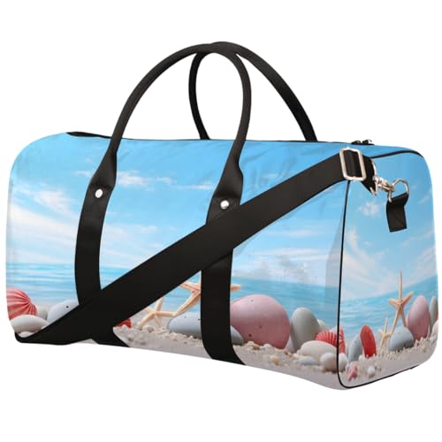 Sporttasche für Damen und Herren, Seestern, Strand, Muschel, wasserabweisend, faltbar, leicht, für Workout, Krankenhaus von Dusviba