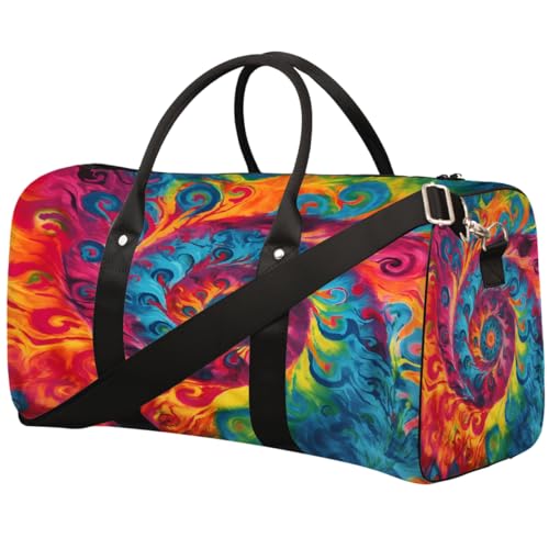 Sporttasche für Damen und Herren, bunt, mit Wirbelmuster, wasserabweisend, faltbar, leicht, für Wochenendausflüge, für Workout, Krankenhaus von Dusviba