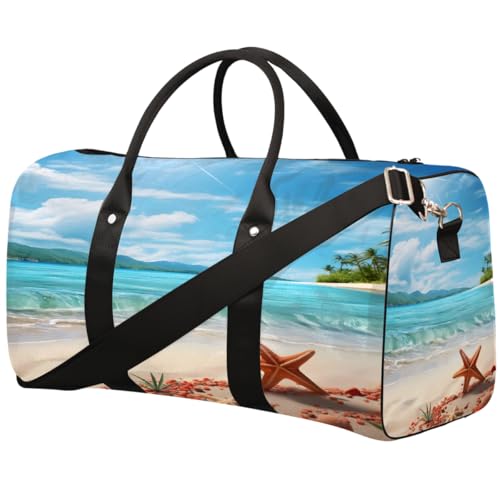 Sporttasche für Damen und Herren, wasserabweisend, faltbar, für Sommer, Strand, Seestern-Druck, leicht, für Workout, Krankenhaus von Dusviba