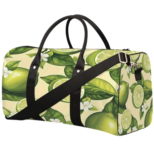 Sporttasche für Damen und Herren im Retro-Stil, mit Früchten, Zitronenmalerei, wasserabweisend, faltbar, leicht, für Workout, Krankenhaus von Dusviba