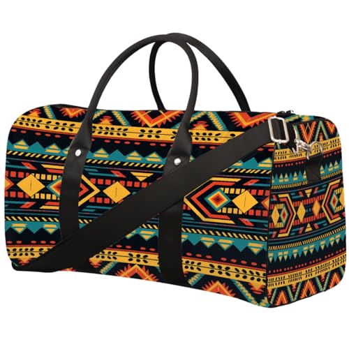 Sporttasche mit Aztekenmuster und geometrischem Druck, für Damen und Herren, wasserabweisend, faltbar, leicht, für Workout, Krankenhaus von Dusviba