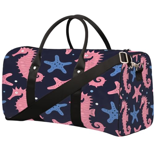 Sporttasche mit Cartoon-Motiv Seepferdchen, Seestern, für Damen und Herren, wasserabweisend, faltbar, leicht, für Workout, Krankenhaus von Dusviba