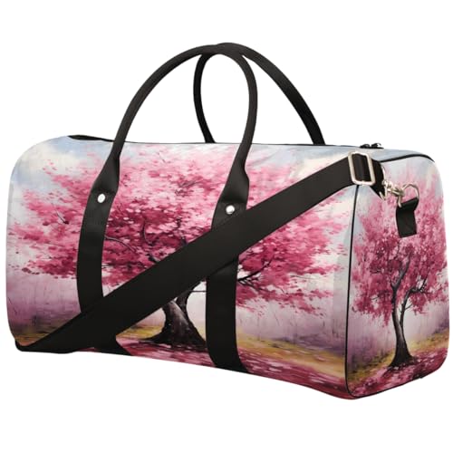 Sporttasche mit Kunstmalerei, Motiv: Kirschblütenbaum, für Damen und Herren, wasserabweisend, faltbar, leicht, für Workout, Krankenhaus von Dusviba