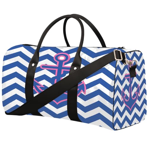 Sporttasche mit Zickzackmuster, für Damen und Herren, wasserabweisend, faltbar, leicht, für Workout, Krankenhaus, Blau Sporttasche mit Zickzackmuster, für Damen und Herren, wasserabweisend, faltbar, leicht, für Workout, Krankenhaus, Blau von Dusviba
