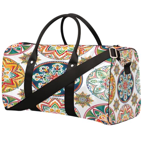 Sporttasche mit buntem Mandala-Motiv, für Damen und Herren, wasserabweisend, faltbar, leicht, für Workout, Krankenhaus Sporttasche mit buntem Mandala-Motiv, für Damen und Herren, wasserabweisend, faltbar, leicht, für Workout, Krankenhaus von Dusviba