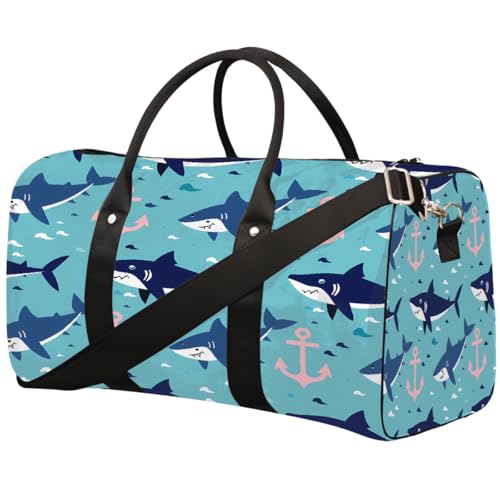 Sporttasche mit niedlichem Hai-Motiv, für Damen und Herren, wasserabweisend, faltbar, leicht, für Workout, Krankenhaus von Dusviba