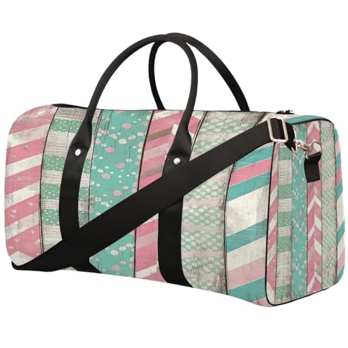 Sporttasche mit niedlichem geometrischem Holzbrett-Muster, für Damen und Herren, wasserabweisend, faltbar, leicht, für Workout, Krankenhaus von Dusviba