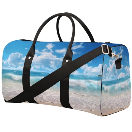 Summer Ocean Beach Sports Tote Gym Bag for Men & Women, Water Resistant Foldable Travel Duffel Bag, Lightweight Carry-On Weekender Overnight Bag for Workout Hospital von Dusviba