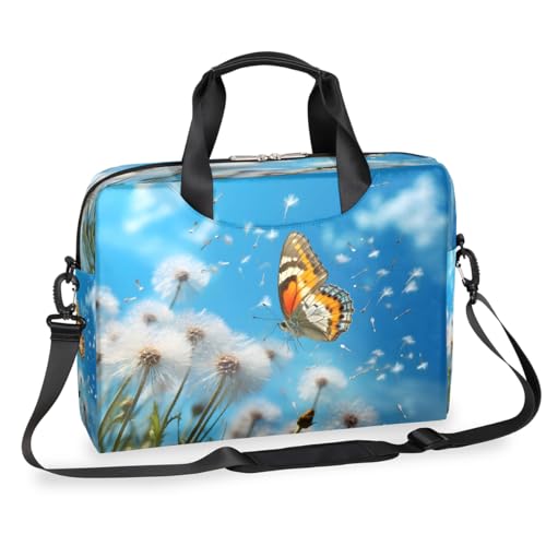 Sunny Pusteblume Schmetterling Laptoptasche 16 Zoll Slim Business Aktentasche für Männer Frauen Schultertasche mit Griff & abnehmbarem Gurt Arbeit Büro Computer Messenger Bag von Dusviba