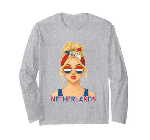 Blond Dutch Girl Netherlands Flag Dutch Girlfriend Wife Langarmshirt von Dutch Girl Designs Blond And Brunette