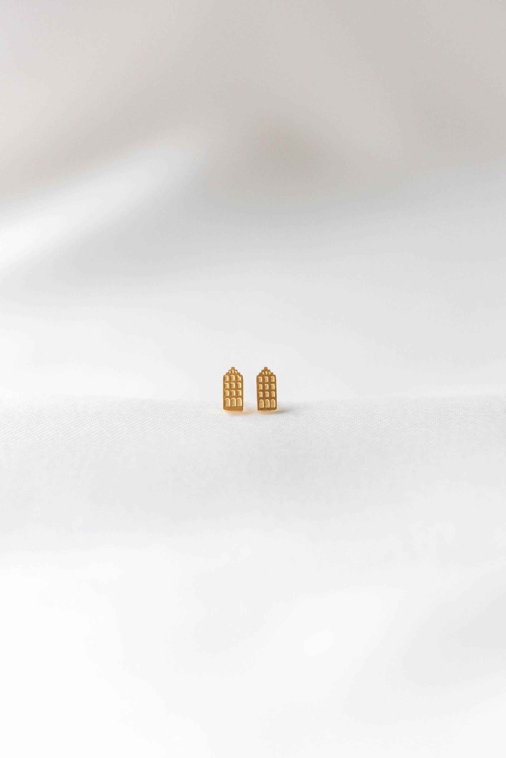 Amsterdamer Ohrringe Grachtenhäuser | Schmuck Herengracht Beherbergt Souvenir Niederlande Ohrstecker-Haus Gold - Und Silberfarbener Edelstahl von DutchJewelryCompany