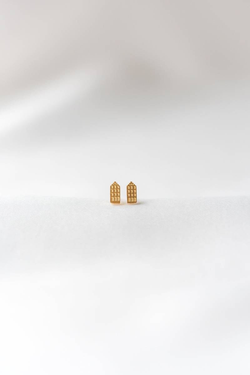 Amsterdamer Ohrringe Grachtenhäuser | Schmuck Herengracht Beherbergt Souvenir Niederlande Ohrstecker-Haus Gold - Und Silberfarbener Edelstahl von DutchJewelryCompany