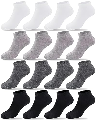 Duufin 16 Paar Baby Socken Kleinkind Socken Rutschfeste Socken Babysocken Kinder Anti Rutsch Socken Unisex Kinder Socken for Jungen und Mädchen(0-12 Monate, Schwarz, Weiß, Grau, Dunkelgrau) von Duufin