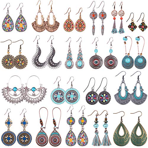 Duufin 20 Paar Böhmische Ohrringe Hängend Ohrringe Boho Style Ohrringe Set für Damen Mädchen, 20 Arten von Duufin