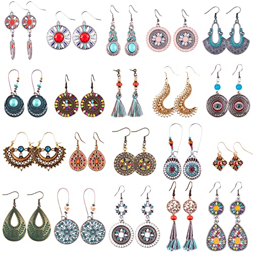 Duufin 20 Paar Bohemian Ohrringe Boho Hängend Ohrringe Vintage Baumeln Ohrringe Boho Ohrringe Set für Frauen Mädchen, 20 Arten von Duufin