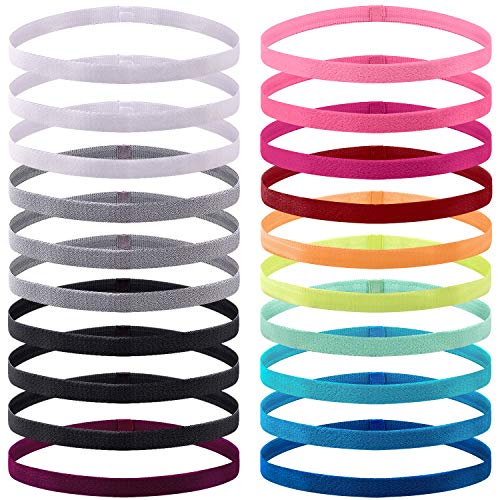 Duufin 20 Stück Haarband Sport Anti-Rutsch Stirnbänder Elastische Haarbänder für Damen Herren Yoga Fitness, 14 Farben von Duufin