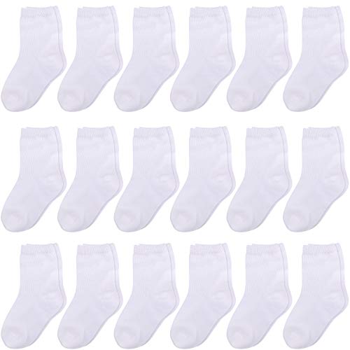 Duufin 18 Paar Kinder Socken Baby Socken Kleinkindsocken Baumwolle Söckchen Jungen Socken, Weiß, 1-2 Jahre von Duufin