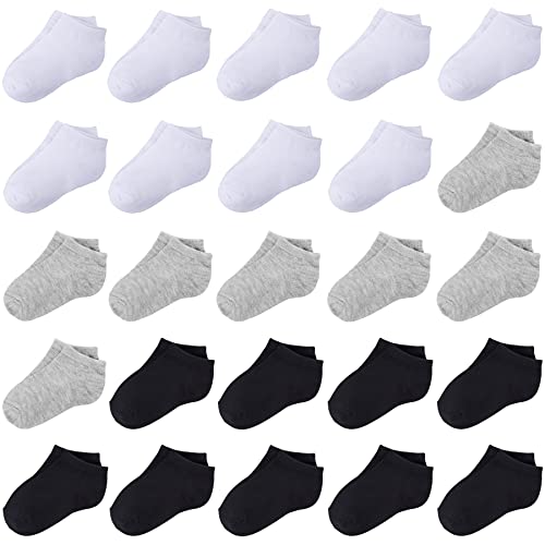 Duufin 25 Paar Baby Socken Babysöckchen Baumwolle für Baby Jungen und Mädchen (6-8 Jahre, Schwarz, Weiß, Grau) von Duufin