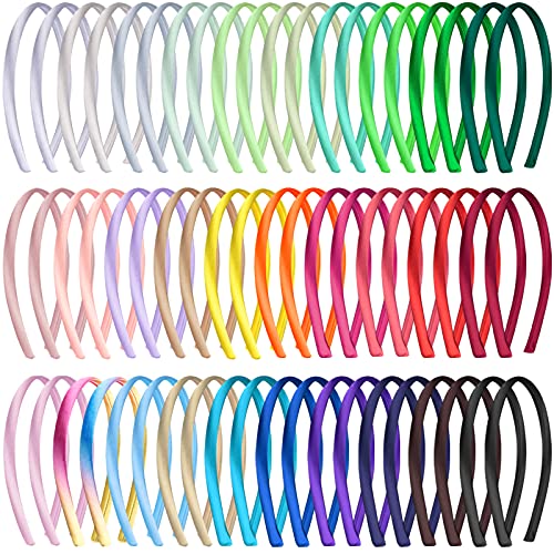 Duufin 60 Stück Satin Haarreifen Damen 1cm Haarreif Stirnbänder Haarreifen Dünn für Mädchen Damen, 30 Farben von Duufin