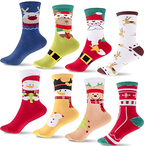 Duufin 8 Paar Weihnachten Socken Baumwolle Lustige Socken Weihnachts Socken Warme Festlicher Weihnachtssocken für Frauen und Mädchen von Duufin