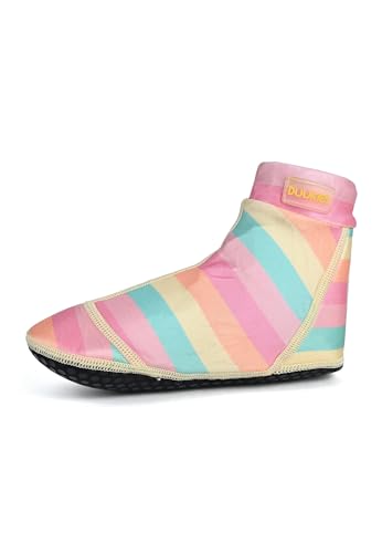 Duukies Mädchen Socken Stripe Pastel bunte Streifen Badesocken Strandsocken UV-Schutz, Farbe:Yellow, Socken:20-21 von Duukies