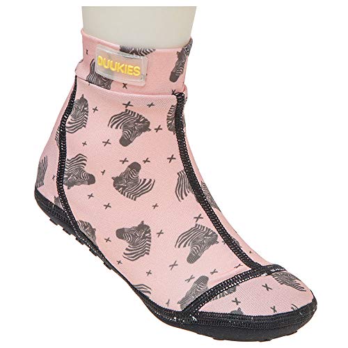 Duukies Mädchen Socken Zebra Peach Badesocken Strandsocken Rutschfest UV Schutz, Farbe:Peach, Socken:26-27 von Duukies