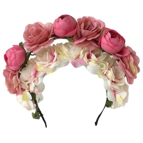 Buntes Blumen-Stirnband, Krone, Kopfbedeckung, Hochzeit, Party, Kostüm, Kopfschmuck für Braut, Damen, modisches Haar-Accessoire von Duyeuau