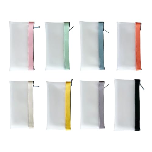 Duyeuau Federmäppchen, transparent, matt, wasserabweisend, Stifthalter, Aufbewahrungstasche, Reise-Make-up-Tasche für Büro, 8 Stück von Duyeuau