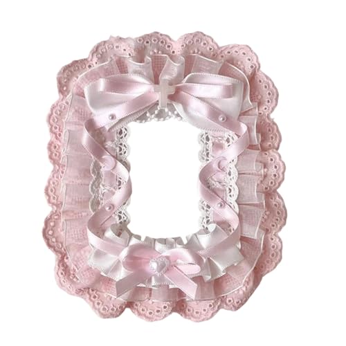 Duyeuau Fotokartenhalter mit Schleifen, schöne Kartenhüllen, Aufbewahrungstasche, Spitze, Fotokartenetui, süße Fotohülle, Kreditkarte, 2, 19cm x 17cm x 1cm von Duyeuau