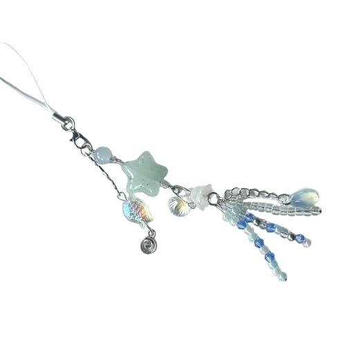 Duyeuau Hübscher Quallen-Anhänger, handgefertigt, mit Perlen, Handy-Charm, tragbar, modisches Accessoire für Mädchen, modisches Accessoire für Handys, trendiges Damen Duyeuau Hübscher Quallen-Anhänger, handgefertigt, mit Perlen, Handy-Charm, tragbar, modisches Accessoire für Mädchen, modisches Accessoire für Handys, trendiges Damen von Duyeuau
