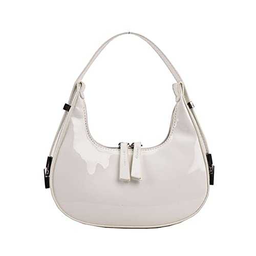 Duyeuau Moon Bags PU Leder Unterarmtasche für Frauen Mädchen Schultertasche Achseltaschen Schultertaschen Handtasche Luxus Tasche, weiß von Duyeuau