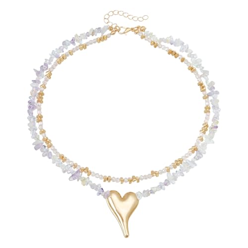 Duyeuau Statement-Halskette mit Natursteinen, verstellbare Länge, leichte Legierung, Schmuck für Damen, Mode-Accessoires, leichter Schmuck, Einheitsgröße, Wie beschrieben, Wie beschrieben von Duyeuau