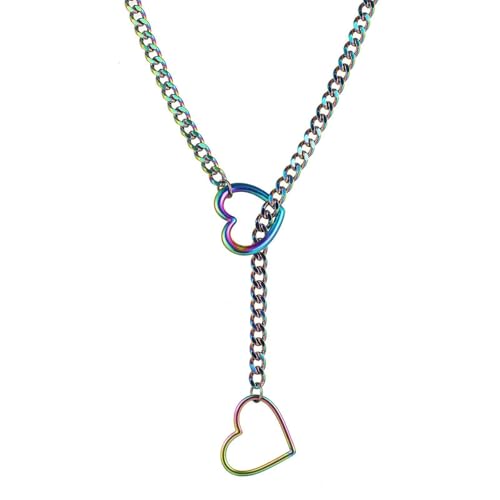 Duyeuau Trendige Punk Rock Herz Charm Halskette Fashion Forward Punk Rock Herz Halskette Verstellbare Edelstahl Halskette von Duyeuau