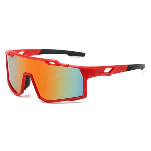 Duyeuau Vielseitige Unisex-Sonnenbrille für Sportbegeisterte, Radfahren, Fahren, Angeln, für Männer und Frauen, Sport, unverzichtbar, trendig, polarisierte Sonnenbrille zum Radfahren, Roter Rahmen von Duyeuau