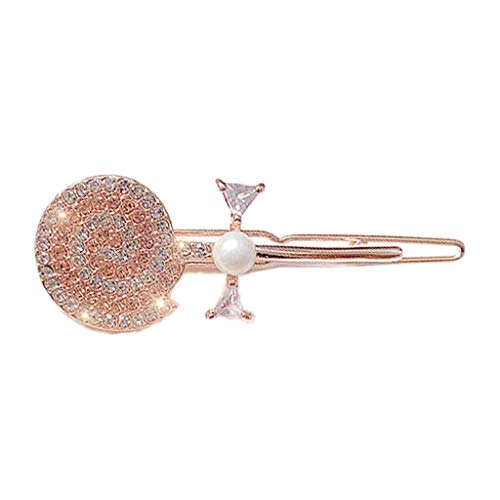 Süße Metall-Haarspange für Damen, mit Strasssteinen, Lutscher, Schmuck, seitlicher Pony von Duyeuau