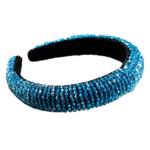 Weiblicher Flanell Vintage Haarreif Kunstkristall handgefertigt Perlen Bandana Schwamm gepolstert Bankett Stirnband von Duyeuau