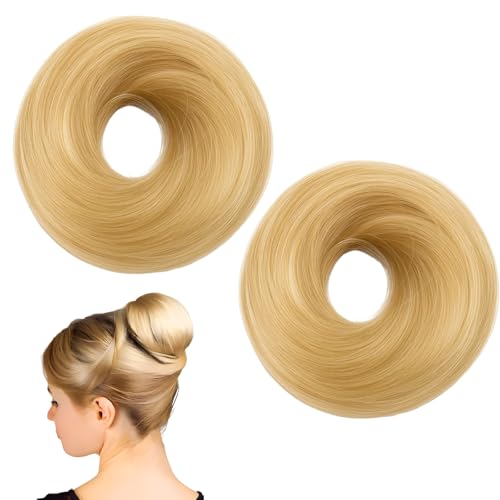 2 Haargummi mit Haaren, Haarteil blond für schnelle Frisuren, Dutt Haarteil mit Gummiband für Hochzeiten, Partys und Alltag, Fake Dutt für Frauen mit dünnem Haar 2 Haargummi mit Haaren, Haarteil blond für schnelle Frisuren, Dutt Haarteil mit Gummiband für Hochzeiten, Partys und Alltag, Fake Dutt für Frauen mit dünnem Haar von DvBCNMe
