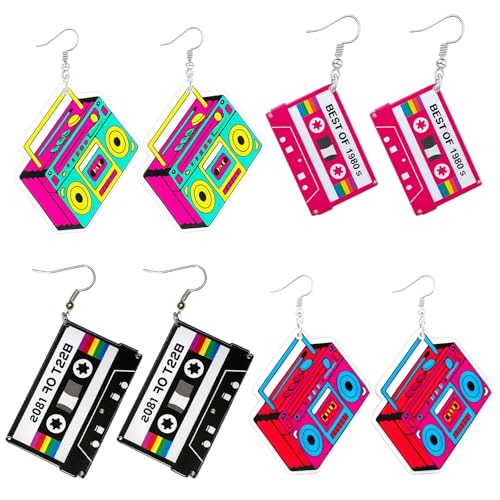 4 Paar 90er Jahre Outfit Damen, 90er Jahre Accessoires, Outfit Mottoparty KostüM Party ZubehöR, GroßPackung FüR Jahre-KostüM, Leuchtende Party, Halloween, Schmuck 4 Paar 90er Jahre Outfit Damen, 90er Jahre Accessoires, Outfit Mottoparty KostüM Party ZubehöR, GroßPackung FüR Jahre-KostüM, Leuchtende Party, Halloween, Schmuck von DvBCNMe